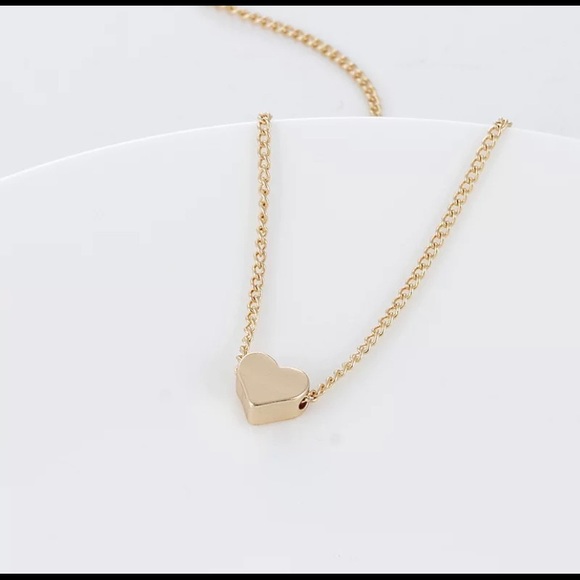 New Heart NECKLACE Gold stone Statement - Picture 3 of 5